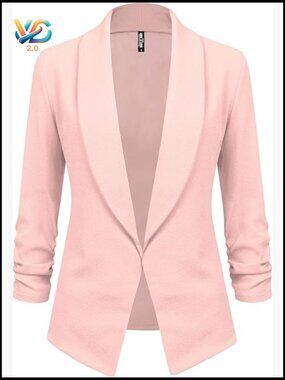 XL 3/4 Sleeve Blazer Cardigan Polyester Spandex Office Work Jacket